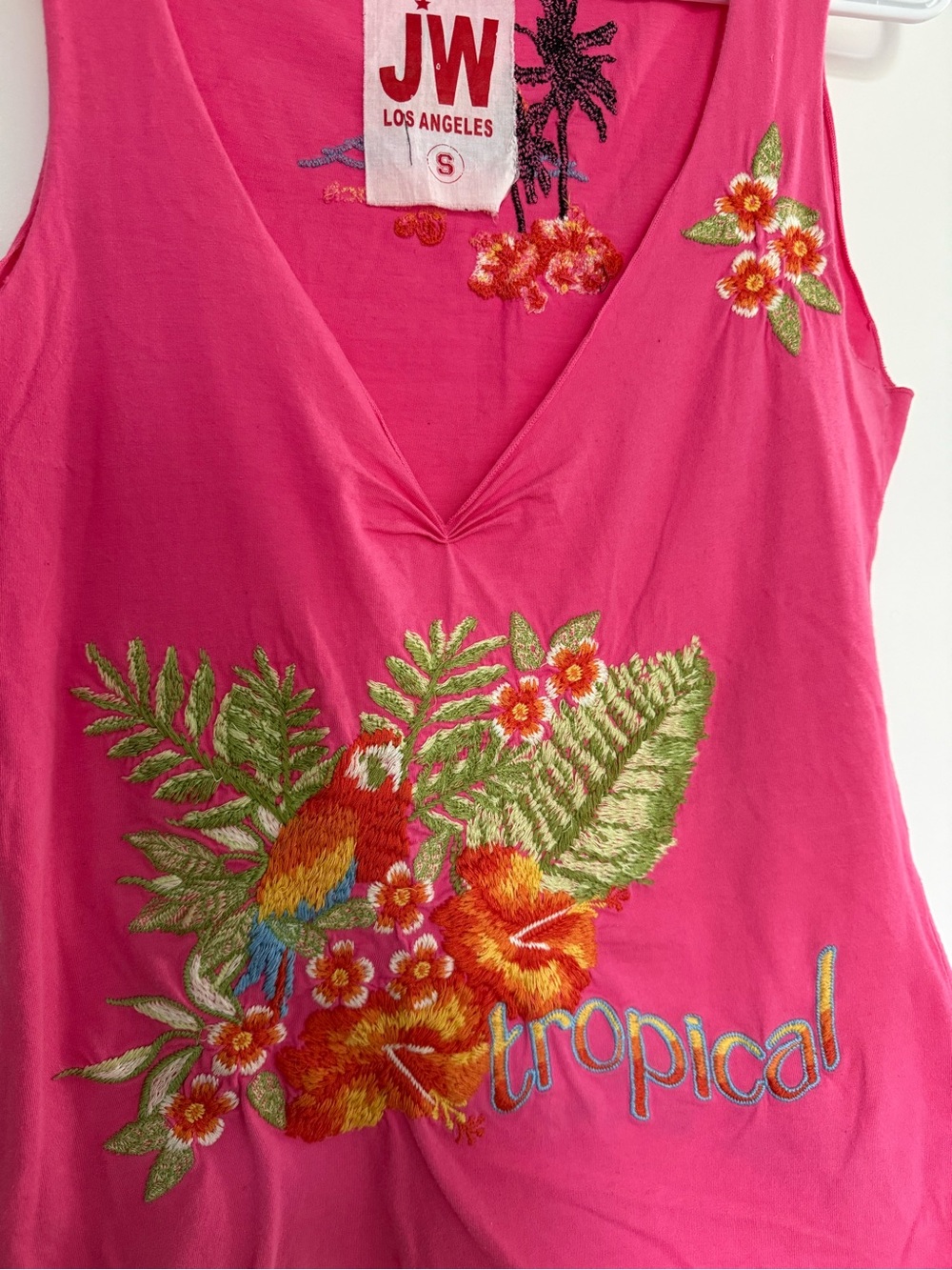 Vintage Embroidered V-Neck Tank: JW Los Angeles